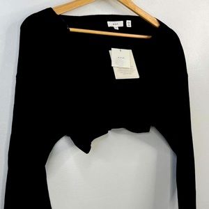 A.L.C Greer Bolero Knitted Cardigan Twisted Front Cropped Black Size: Small NWT